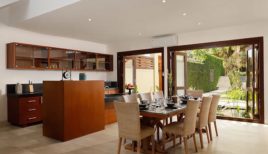 Villa Omegia 5BR, Canggu, Bali — spacious open concept kitchen and dining with stylish design | The Luxury Bali