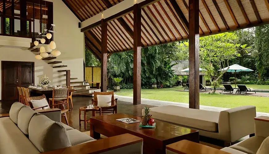 Villa Tirtadari, Kerobokan, Bali — beautiful common space featuring traditional and modern elements seminyak | The Luxury Bali