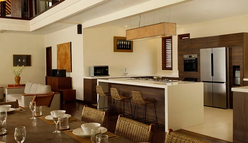 Villa Tirtadari, Kerobokan, Bali — contemporary kitchen design with a clean and functional layout seminyak | The Luxury Bali