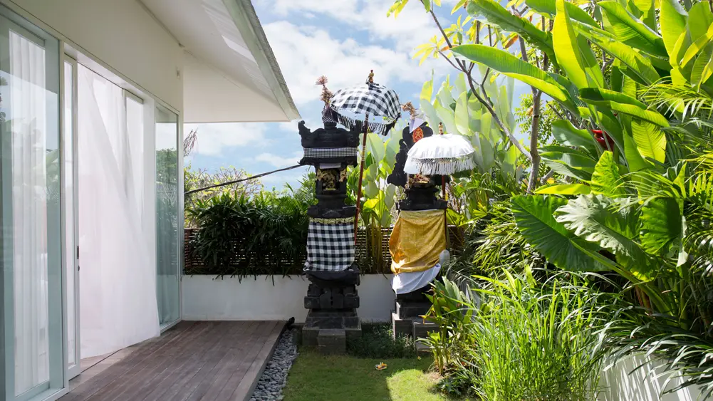 Villa Canggu North, Canggu, Bali — mini temple outside of the bedrooms | The Luxury Bali