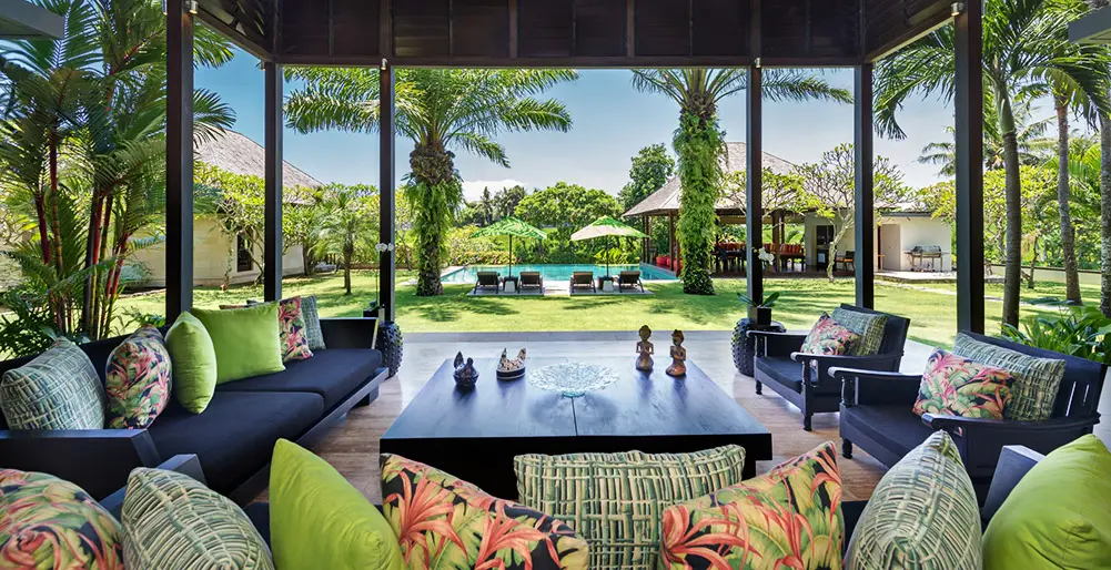 Bendega Villas, Canggu, Bali — nui open living area view to pool | The Luxury Bali