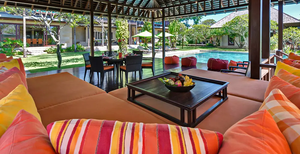 Bendega Villas, Canggu, Bali — nui living area bale view to pool | The Luxury Bali