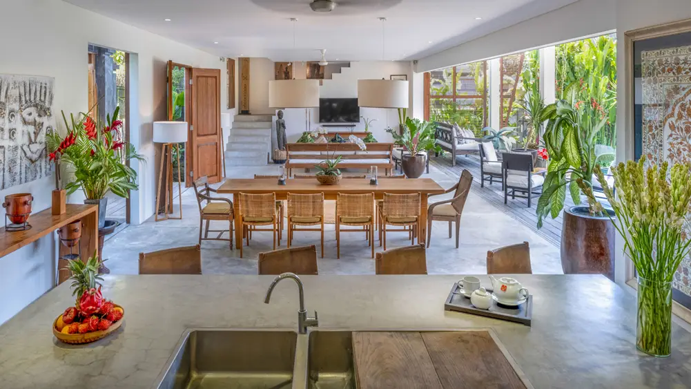Villa Mandalay Dua, Seseh, Bali — living room view from kitchen | The Luxury Bali