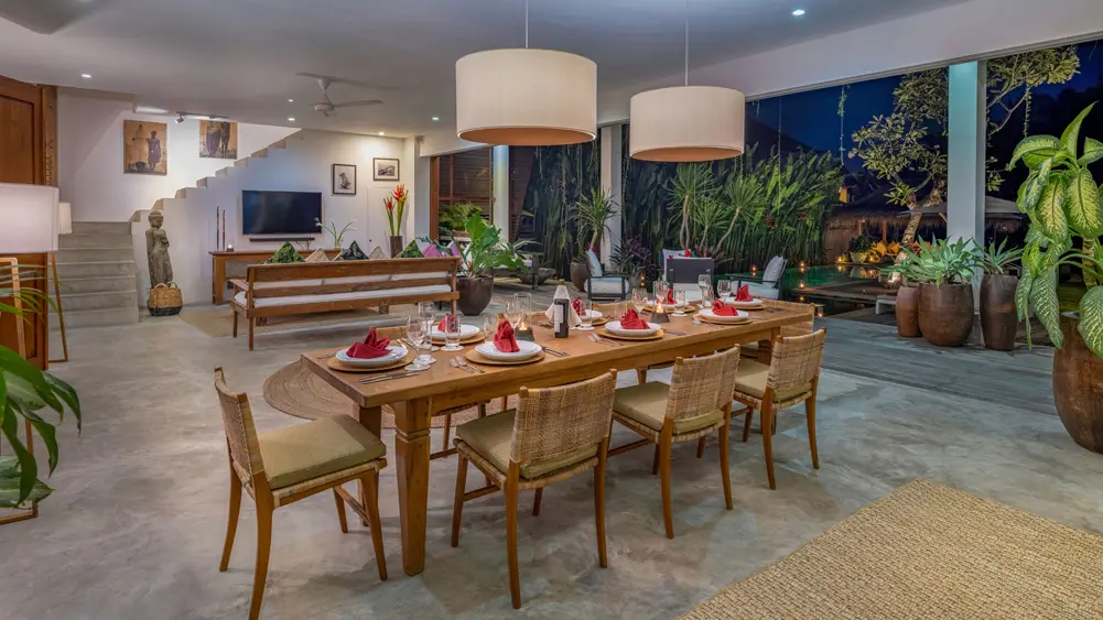Villa Mandalay Dua, Seseh, Bali — dining and living area | The Luxury Bali