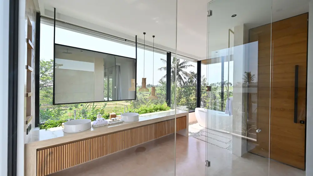 Villa Nica, Canggu, Bali — elite havens villa nica bali indonesia beautiful master bedroom ensuite overlooking the fields | The Luxury Bali