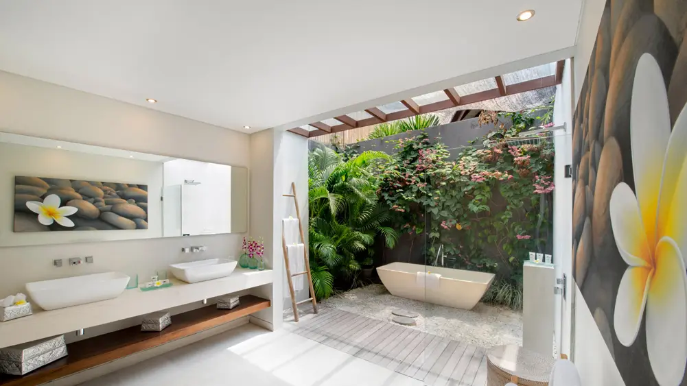 The Layar, Seminyak, Bali — bedroom open bathroom | The Luxury Bali