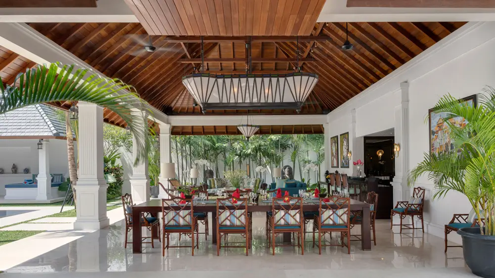 Villa Windu Asri, Seminyak, Bali — outdoor grand dining and living pavilion | The Luxury Bali