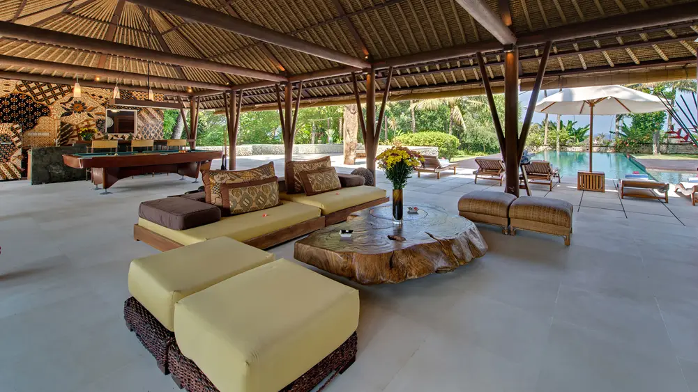 Villa Samadhana, Ketewel, Bali — entertainment pavilion living area | The Luxury Bali