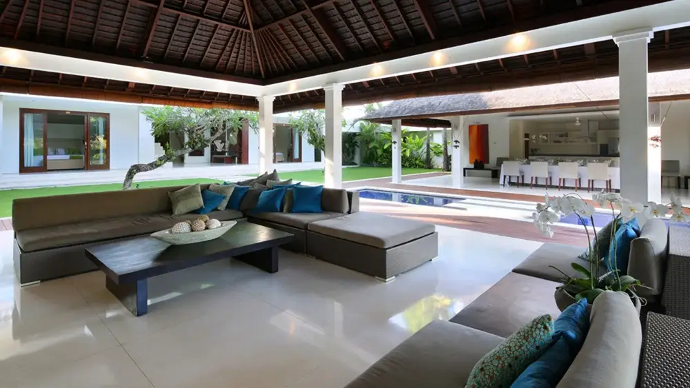 Villa Asante, Canggu, Bali — living area view to pool | The Luxury Bali
