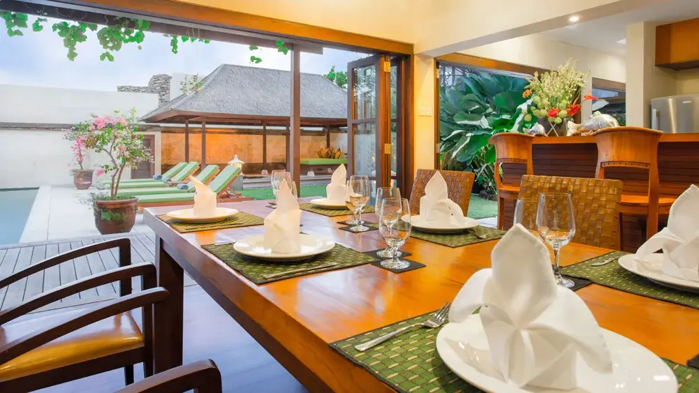 Bayu Gita Residence, Ketewel, Bali — cool dining area by the pool | The Luxury Bali