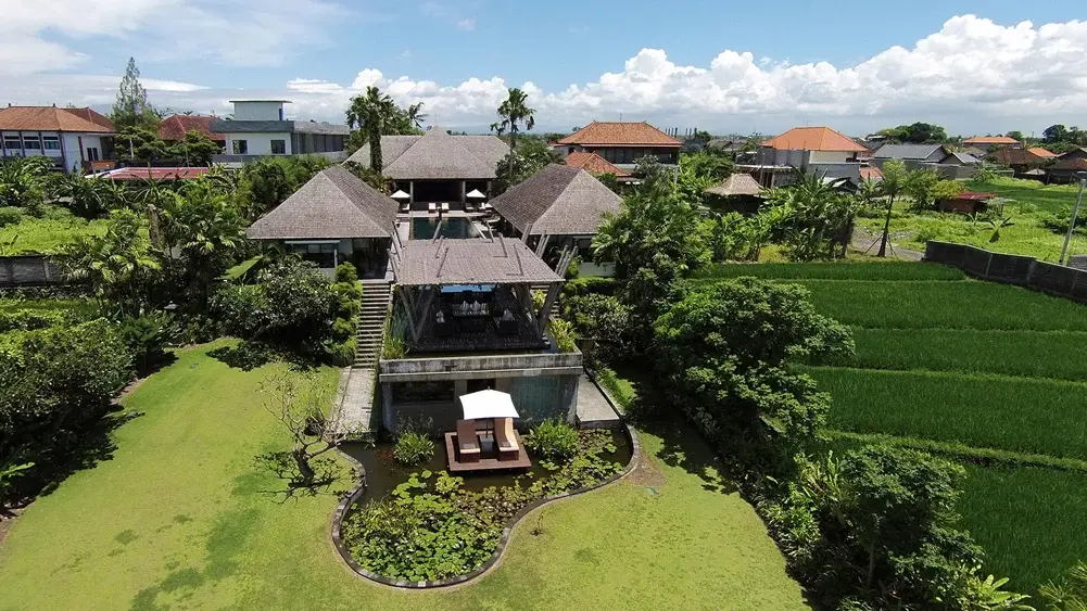 Mandalay Villas, Seseh, Bali — front of villa aerial | The Luxury Bali