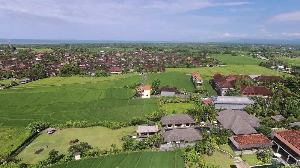 Mandalay Villas, Seseh, Bali — west facing aerial | The Luxury Bali
