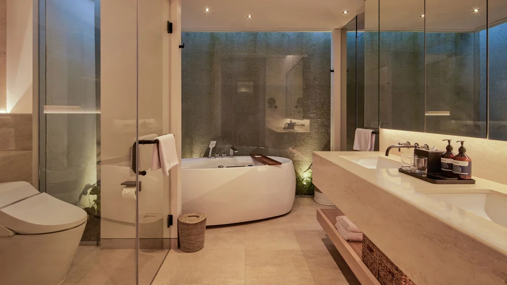 Villa Nini Elly, Canggu, Bali — ensuite bathroom with tub | The Luxury Bali