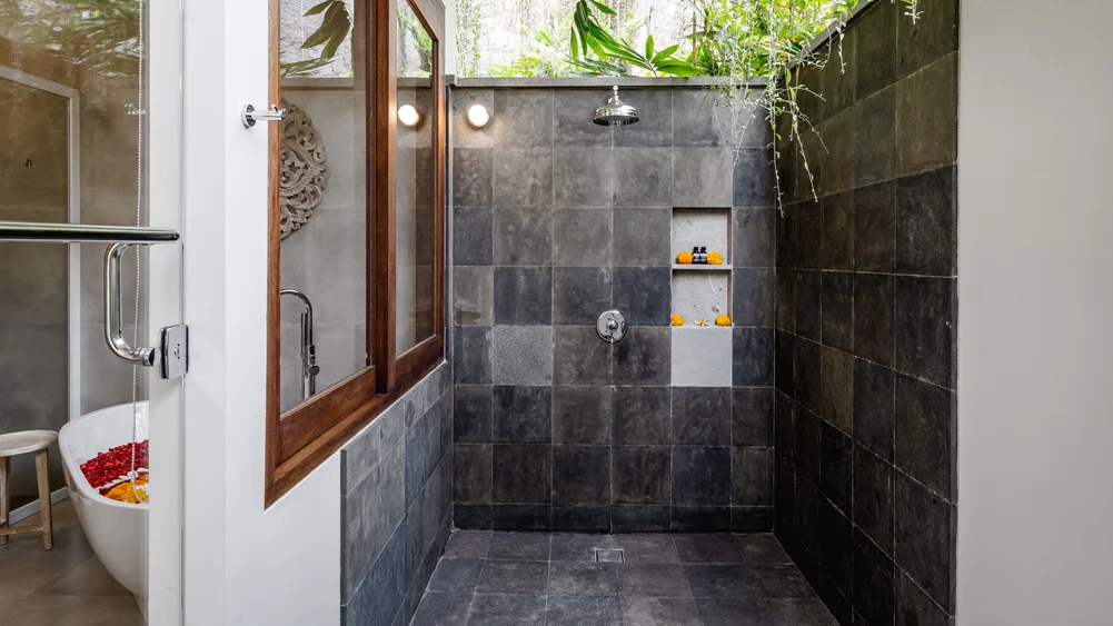 The Pala Ubud - Villa Batur, Ubud, Bali — revitalizing en suite bathroom outdoor shower | The Luxury Bali