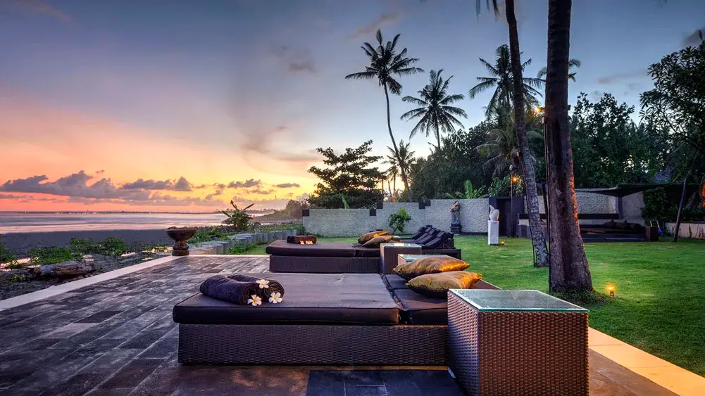 The Ylang Ylang, Ketewel, Bali — sunset from beach deck | The Luxury Bali