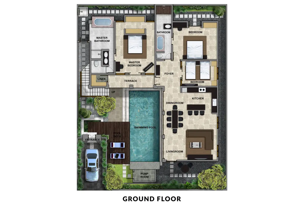 Villa Amala, Seminyak, Bali — floor plan ground | The Luxury Bali